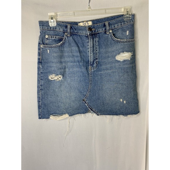 Free People Dresses & Skirts - Free People We The Free Hallie Mini‎ Denim Skirt Women's Size 30 Distressed